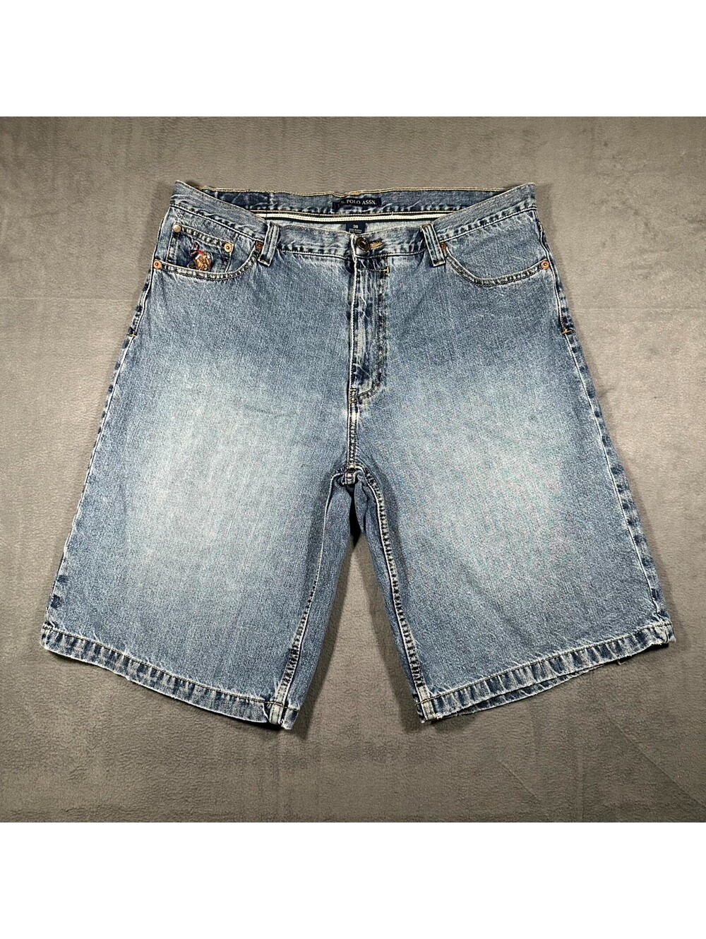 Y2K U.S. Polo Assn. Bermuda Shorts Mens 38 Blue Denim 100% Cotton Streetwear